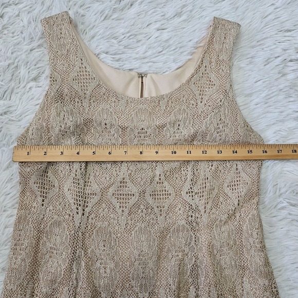 Onyx Nite VTG Gold Metallic Boho Tassel Hem Sleeveless Flapper‎ Midi Dress Sz 14 - Picture 7 of 10